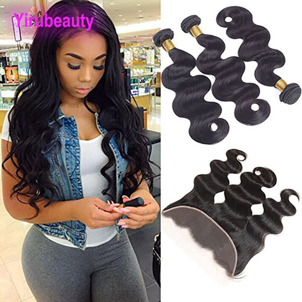 Brazilian Virgin Hair 13 x 4 Lace Frontal And Bundles Body Wave 4 Pieces/lot Human Hair Body Wave Hair Wefts With Closure