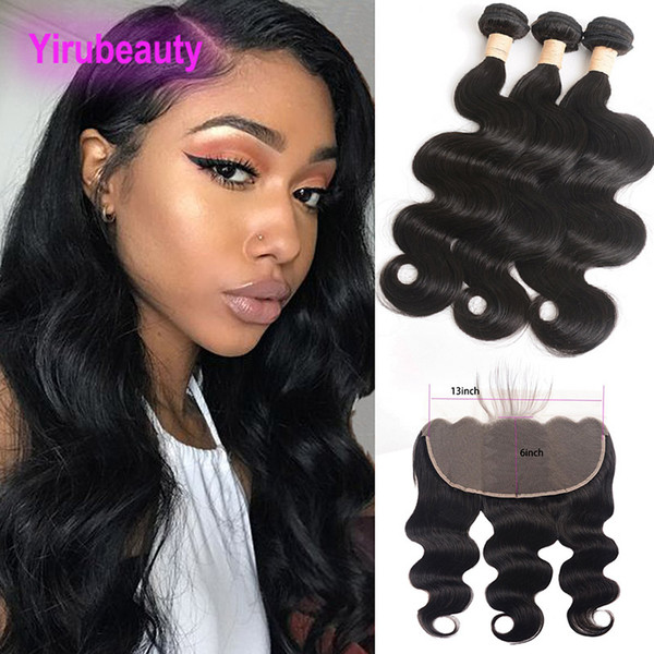 Brazilian Virgin Hair Extensions 3 Bundles With 13X6 Lace Frontal With Ear To Ear Pre Plucked Body Wave 4 Pieces/lot Human Hair Wefts