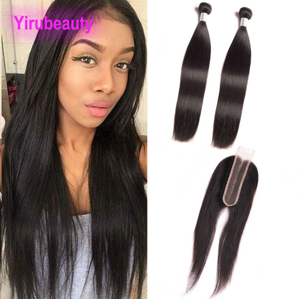 Brazilian Virgin Hair Extensions 2X6 Lace Closure With 2 Bundles 3 Pieces/lot Straight Human Hair Bundles With 2*6 Lace Closure Middle Part