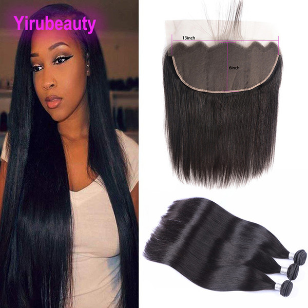 Brazilian Virgin Hair 8-30inch 3 Bundles With 13X6 Lace Frontal With Baby Hair Extensions Wholesale Straight Hair With 13*6 Lace Frontal