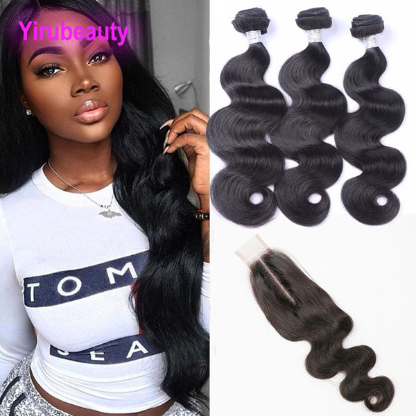 Indian 9A Human Hair Extensions With Middle Part Baby Hair 2*6 Lace Closure Body Wave Bundles With 2X6 Closure Body Weaves