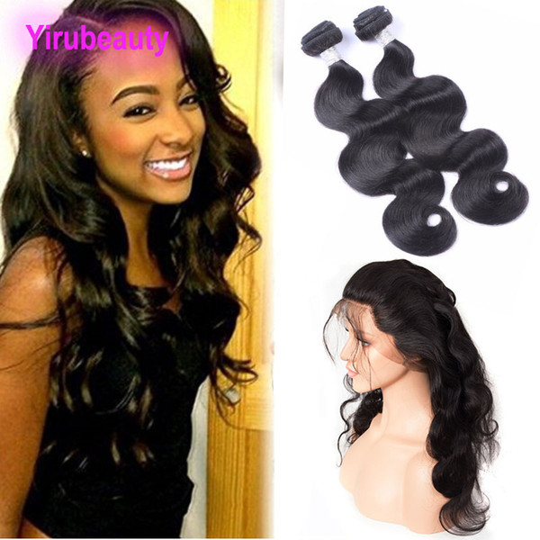 Malaysian Virgin Hair 360 Lace Fontal With 2 Bundles 3 Pieces/lot Body Wave Hair Extensions Weaves With Lace Frontal Pre Plucked Body Wave