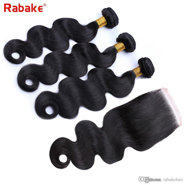 Malaysian Body Wave Hair Bundles with Lace Closure 4x4 Swiss Lace 100% Best Virgin Human Hair Extensions Wholesale Cheap Weave Free Rabake