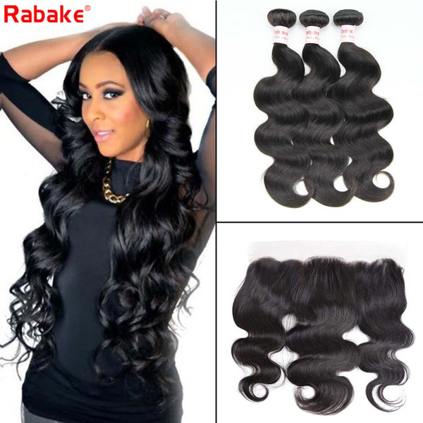 Human Hair Bundles With Lace Frontal Body Wave Curly 100% Unprocessed Brazilian Natural Color Human Hair Body Wave Bundles With Closure