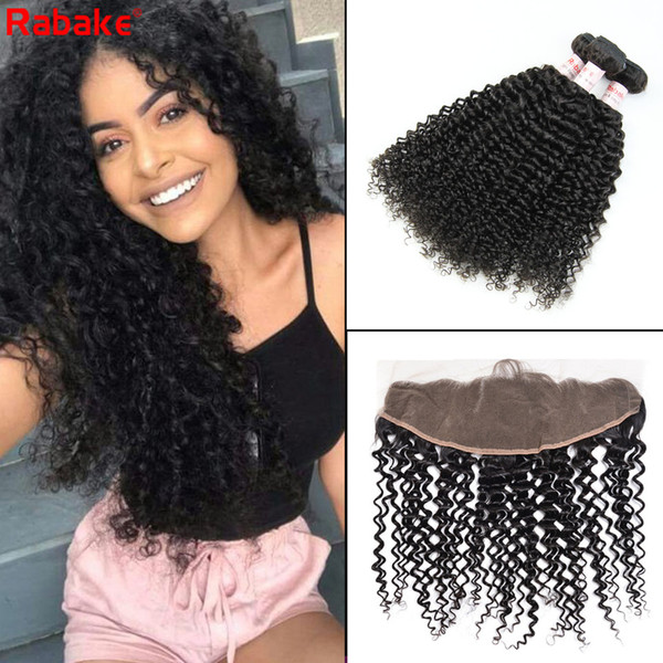 Remy Kinky Curly Virgin Human Hair Bundles With 13x4 Lace Frontal 100% Unprocessed Brazilian Malaysian Peruvian Human hair For Black Women