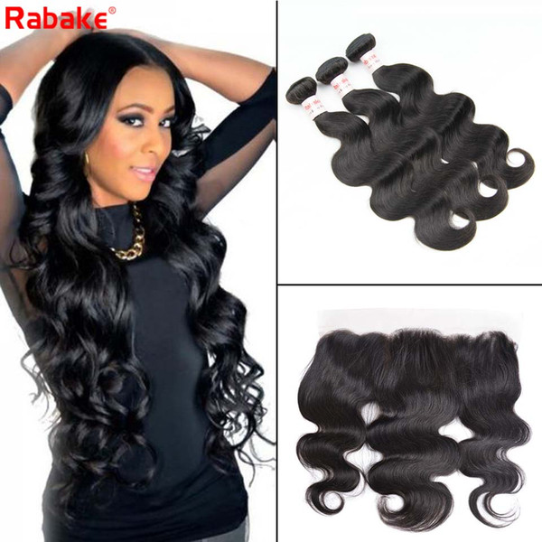 Virgin Malaysian Human Hair Body Wave 3 Bundles With 13X4 Lace Frontal Body Wave 100% Unprocessed 9A Grade Remy Human Hair Extensions