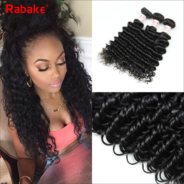 Brazilian Remy Hair 3 Bundles With 13x4 Lace Frontal Deep Wave Remy Human Hair Bundles With Closure Deep Wave Curly Natural Black Deals