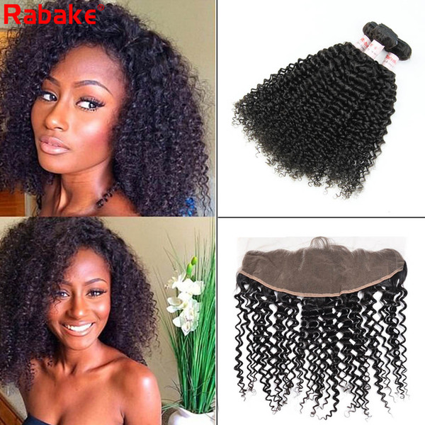 9A Rabake Kinky Curly Human Hair Bundles With 13x4 Lace Frontal Ear to Ear Lace Frontal Closure 100 Unprocessed Virgin Hair Curly