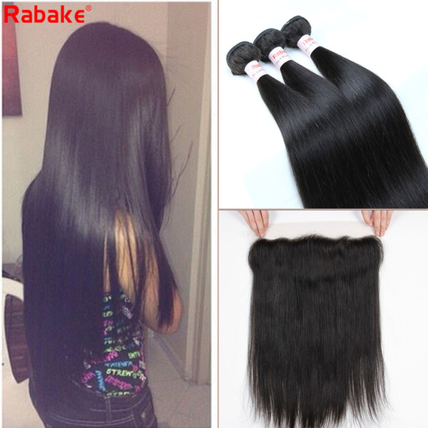 Peruvian Human Hair Straight Bundles With 13x4 Lace Frontal Cuticle Aligned Virgin Humanhair Straight Bundles With Closure For Black Women