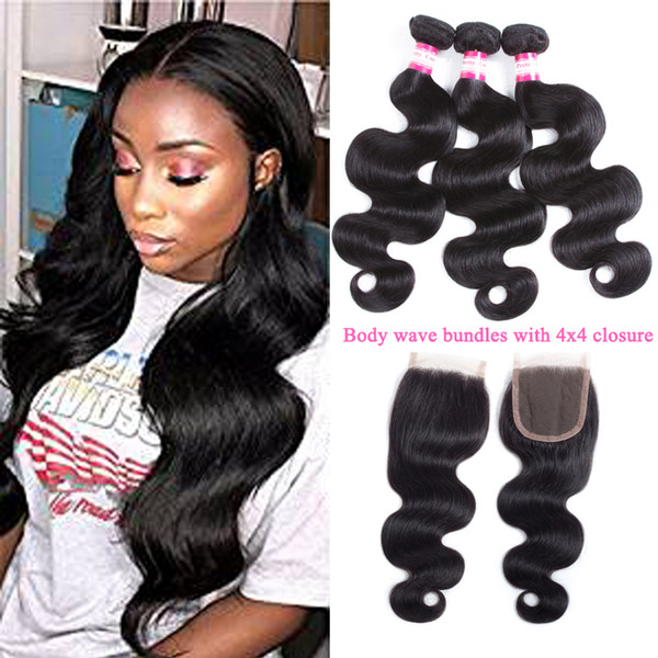 Wholesale Brazilian Body Wave Virgin Hair with 4x4 Lace Closure 8A Unprocessed Brazilian Human Hair Straight Deep Wave Jerry Curly Hair