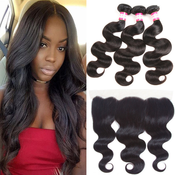 Cheap Human Hair Weave with Closure 13X4 Full Lace Frontal Closure with 3 Bundles Brazilian Peruvian Indian Malaysian Body Wave Hair Wefts