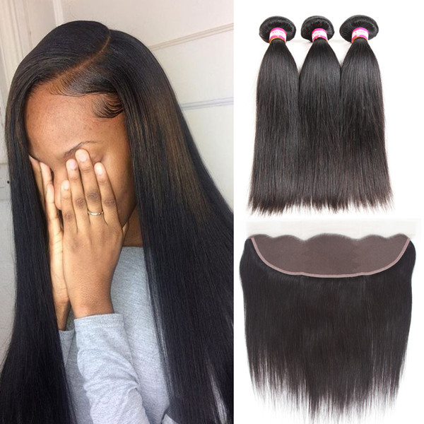 Wholesale Price Unprocessed Malaysian Virgin Human Hair with 13x4 Lace Frontal with Baby Hair Malaysian Straight Can be Dyed