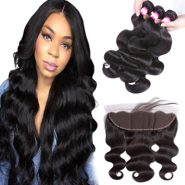 8A Remy Mink Malaysian Body Wave Bundles With 13X4 Ear To Ear Lace Frontal Closure Human Hair Bundles tangle free