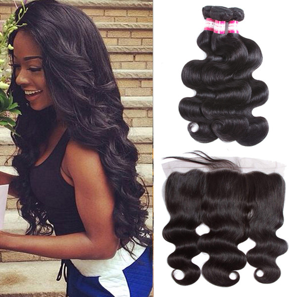 Brazilian Virgin Hair Body Wave Bundles With 13x4 full lace frontal Closure Brazilian Hair Weave Wet And Wavy Hair 3 Bundles With closure