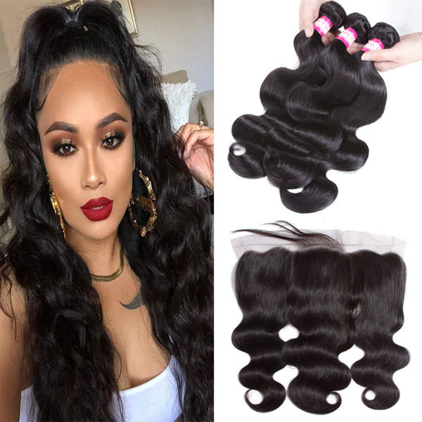 Brazilian Body Wave Frontal with Bundles Ear to Ear 13x4 Lace Frontal Closure with Bundles 8A Brazilian Body Wave Frontal with Baby Hair