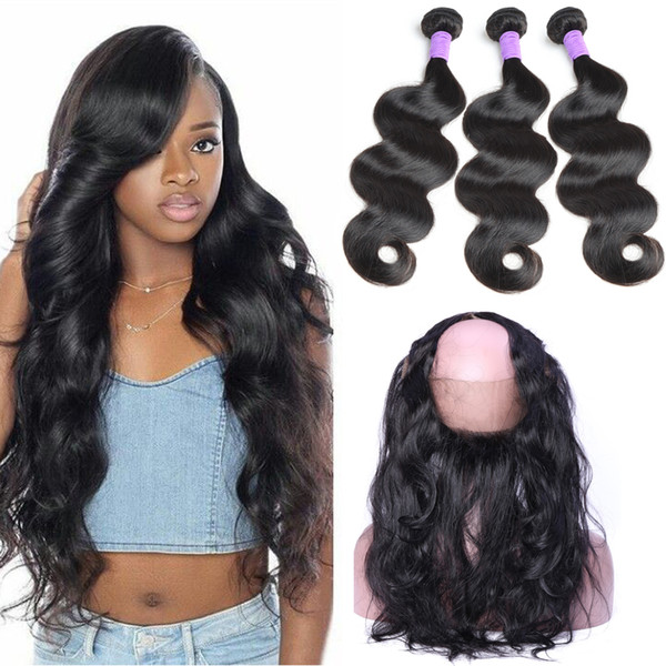 360 Lace Frontal With Bundles Body Wave Human Hair Brazilian Virgin Hair 360 Frontal With Bundles Brazilian Body Wave Hair With Lace Closure