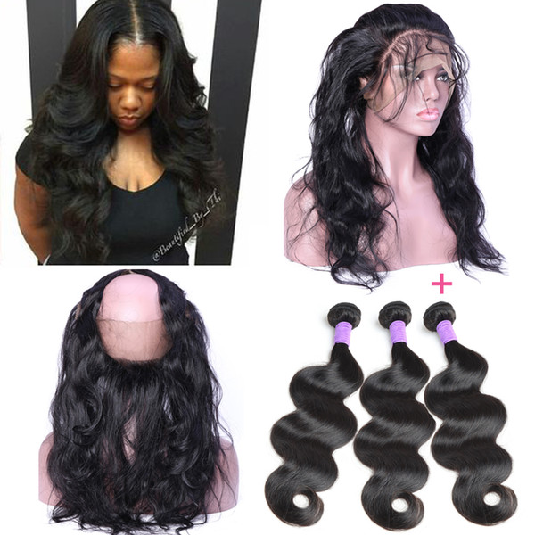 Brazilian Virgin Hair Body Wave 360 Lace Frontal With Bundles 100% Virgin Brazilian Human Hair Body Wave 22*4*2 Lace Frontal with Bundles