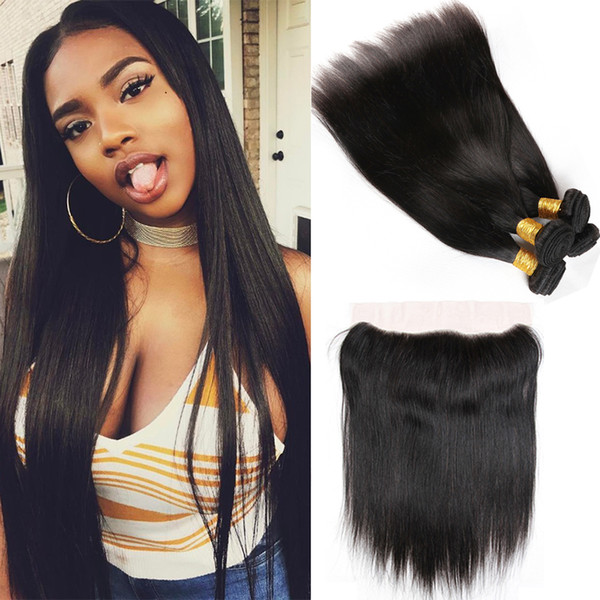 Brazilian Straight Hair with Lace Closure 13x4 Ear to Ear Virgin Brazilian Hair with Frontal Straight Brazilian Hair Straight Human Hiar