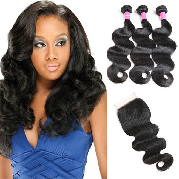 Unprocessed Brazilian Virgin Human Hair Wholesale Wet And Wavy Brazilian Hair Weave Bundles 3 Bundles With Closure Brazilian Body Wave