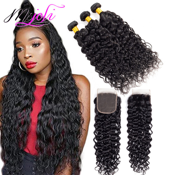 9A Mink Indian Virgin Water Wave 3 Bundles With 4x4 Lace Closure Frontal Wet and Wavy 8-28inch Virgin Human Hair Weave Cheap Hair