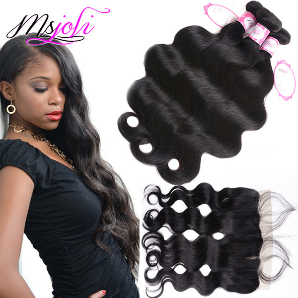 4x13 Lace Frontal With 3 Bundles Body Wave Malaysian Body Wave Human Hair Extensions With Ear to Ear Lace Frontal Closure Malaysian Hair