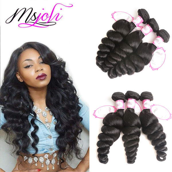 9A Mongolian virgin human hair weave loose wave natural color 4x4 lace closure with three bundles and three parts from Ms Joli