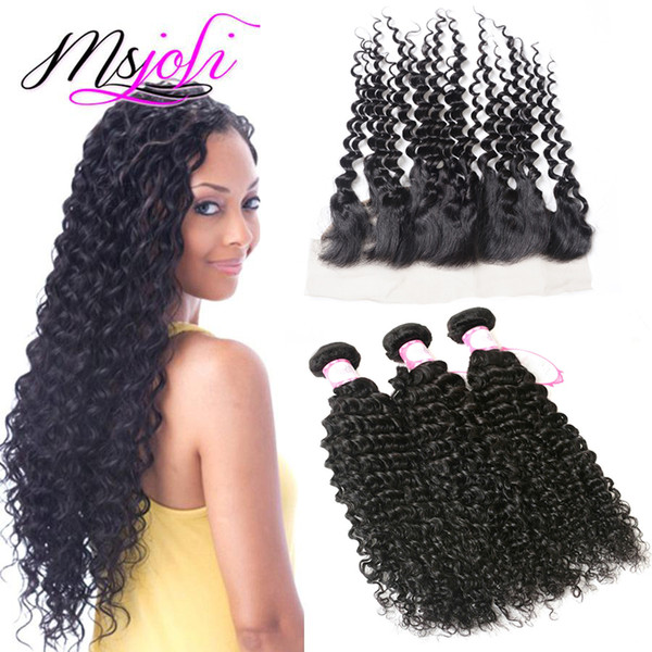 Brazilian Human Hair Wefts with Closure 13x4 Frontal Ear To Ear Deep Wave Hair Weave 3 Bundles With Frontal Unprocessed Natural Hair