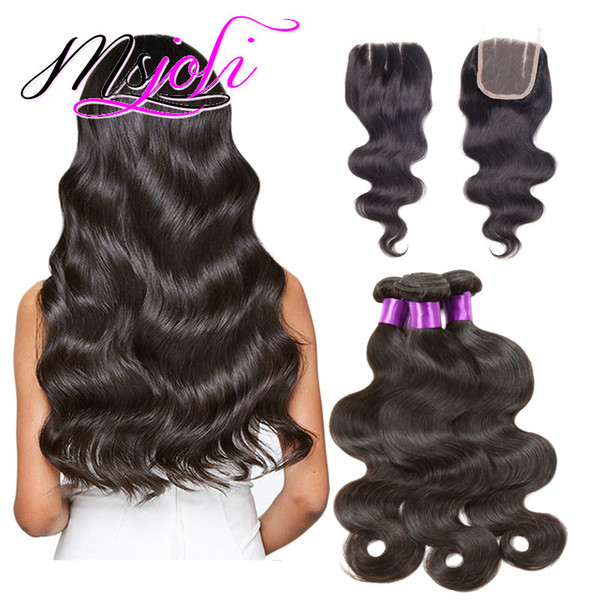 Remy Hair Weaving Extension Type Raw Unprocessed Virgin Indian Hair Body Wave Hair Three Bundles with Closure