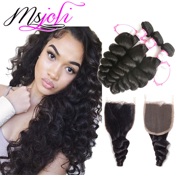 Brazilian Peruvian Malaysian Indian Virgin Human Hair Loose Weaves With Closure Unprocessed Brazilian Remy Hair Bundles with Lace Closures