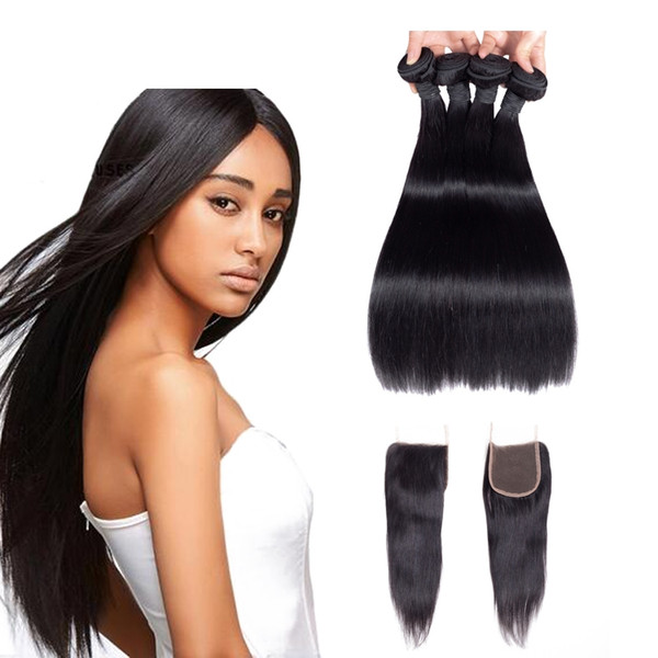 Msholi Hair Extension 100% Brazilian Human Hair Weave Bundles unprocess remy straight hair bundle with closure