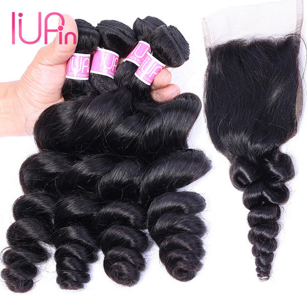 Wholesale Loose Wave 4 Bundles with Lace Closure Peruvian Human Hair Bundles Wet and Wavy peruvian Virgin Hair with Closure Beauty Supply