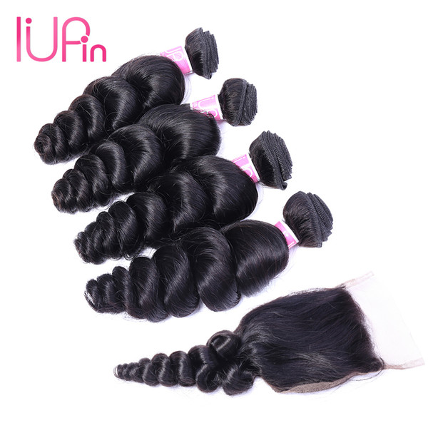 Loose Wave 4 Bundles with Lace Closure Mink Brazilian Human Hair Bundles Wet and Wavy Brazilian Virgin Hair with Closure Beauty Supply