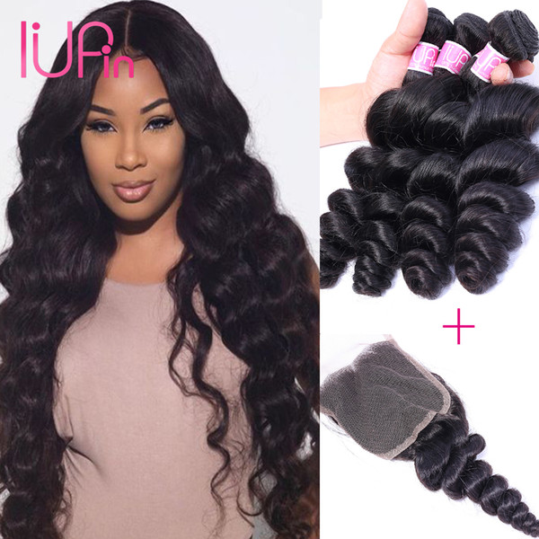 Indian Loose Wave 4 Bundles with Lace Closure Loose Wave Weave Human Hair Virgin Indian Hair Bundles Beauty Supply Wholesale On Sale