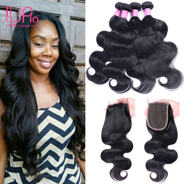 Beauty Supply Raw Unprocessed Indian 3 Bundles Human Hair With Closure Body Wave 100% Natural Black Human Hair Weaving Weaves For Wholesale