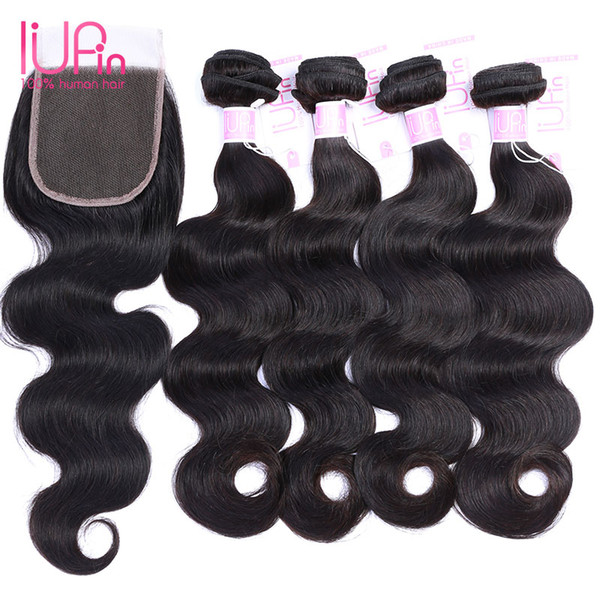 Brazillian Body Wave 4 Bundles With Closure 5 Pieces/Lot Human Hair Weave Unprocessed Virgin Hair Brazilian Body Wave With Closure Free Part