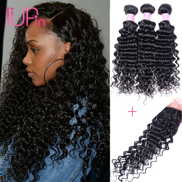 Cheap Brazilian Virgin Hair Deep Curly Human Hair Extensions Mink Brazilian Hair 3 Bundles with Closure and Deep Wave Beauty Supply On Sale