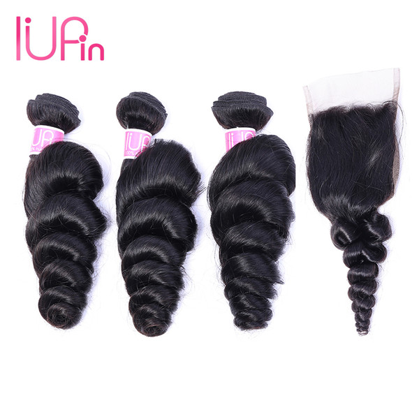 Brazilian Virgin Hair Loose Wave 3 Bundles with Lace Closure Mink Brazilian Human Hair Weaves Loose Wave Beauty Supply On Sale