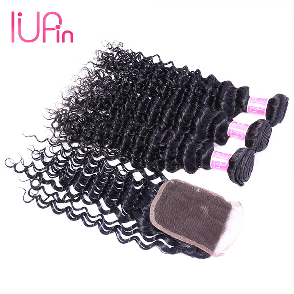 Cheap Brazilian Hair Deep Wave 3 Bundles with Closure Mink Brazilian Virgin Human Hair 4 Bundles Wet and Wavy Human Hair Extensions