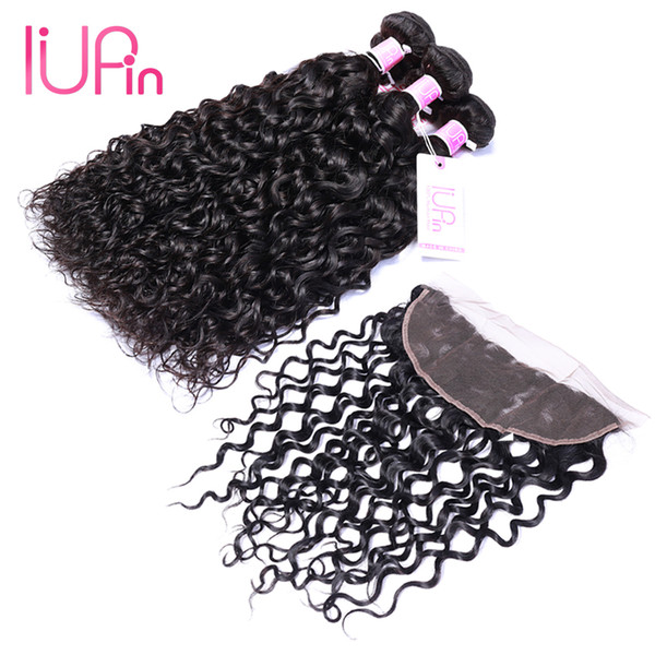 8A Brazilian Virgin Human Hair 3 Bundles With Lace Frontal Closure Natural Wave Human Hair Weft 100% Real Human Hair Extensions Natural Wave