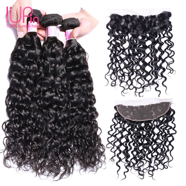 13x4 Malaysian Water Wave Lace Frontal Closure With Bundles 8A Virgin Hair Wet and Wavy With Full Lace Frontal Cheap Human Hair Weaves