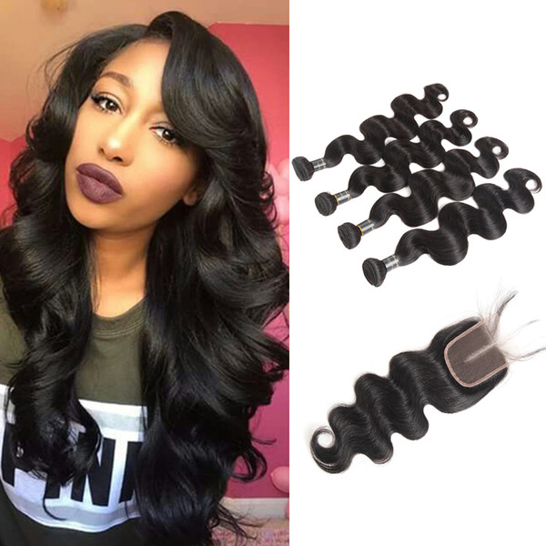 Brazilian Virgin Hair Bundles With Closures Peruvian Malaysian Indian Mongolian Body Wave Human Hair Bundles With Closure Human Hair Weave