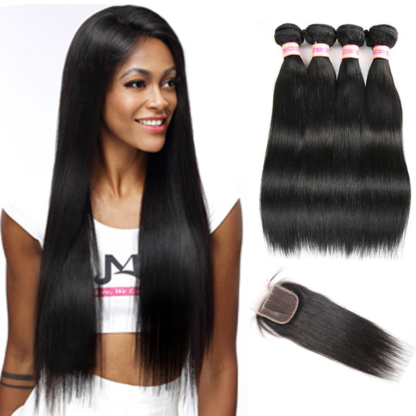 Siyusi Hair Products Peruvian Malaysian Indian Brazilian Virgin Straight Hair With Closure Unprocessed Human Hair Bundles With Closure