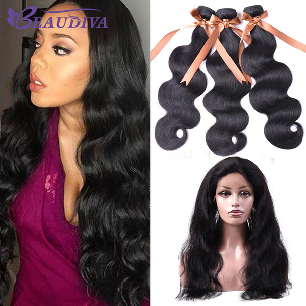 Malaysian Virgin Hair Bundles Body Wave Hair 360 Lace Frontal with 3 Bundles 100% Unprocessed Virgin Human Hair Extensions