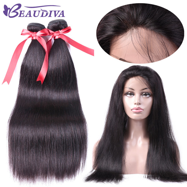 Beaudiva peruvain Straight Hair Weaves With Closure 360 Lace Band Frontal With Bundle 360 lace Virgin Human Hair With Bady Hair