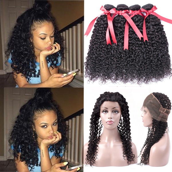 Beaudiva Hair Pre Plucked 360 Lace Frontal With Bundle Peruvian Curly Wave Human Hair Bundles With Closure Unprocessed Virgin Hair 4PCS/Lot