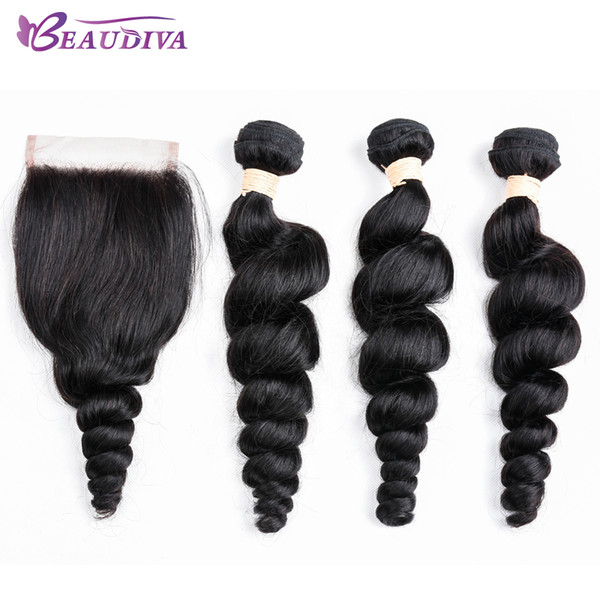 Malaysian Loose Wave Human Hair 4 pieces With Closure Free Part Unprocessed Virgin Human Hair Bundles With Lace Closure 4*4 Hair weaves