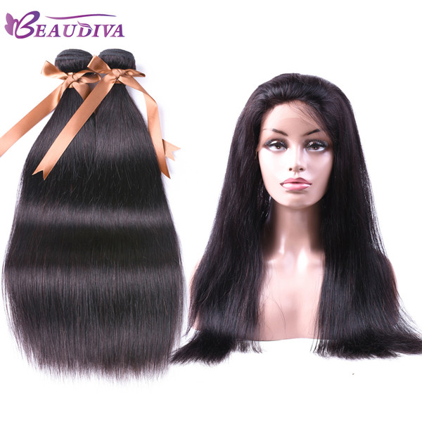 Beaudiva Brazilian Straight Hair With 360 Lace Frontal Closure Human Hair 2 bundles With Closure Natural Color Cheap Price 