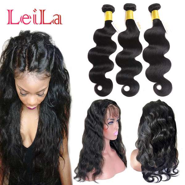 Peruvian Pre Plucked 360 Lace Frontal with 3 Bundles Body Wave Hair Full 4 Pieces/lot Unprocessed Human Hair Frontal Closure with Bundles