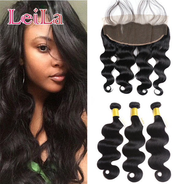 7A Indian13x4 Lace Frontal Closure With Bundles Free Part Body Wave Ear To Ear Unprocessed Virgin Human Hair With Closure