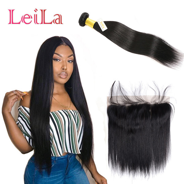 Malaysian 13 X 4 Lace Frontal With Bundle Straight Human Hair Leilabeautyhair Natural Color